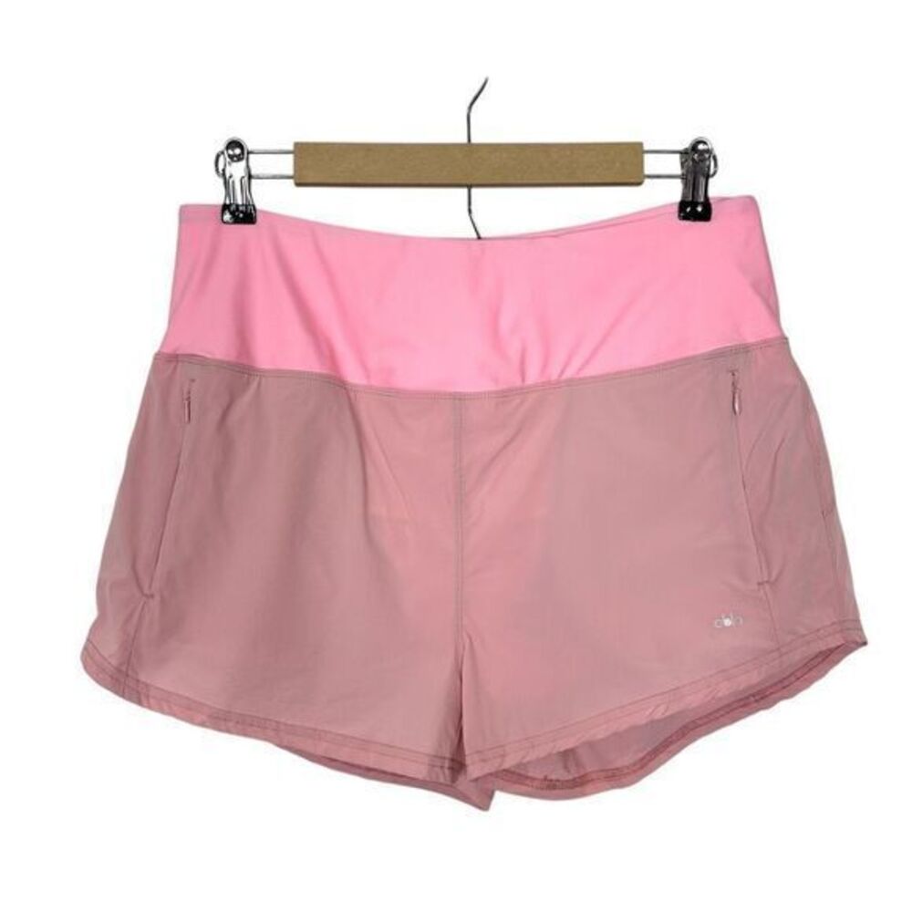 Obla Running Shorts Womens Large Pink Quick Dry Zippered Pocket Built In Brief